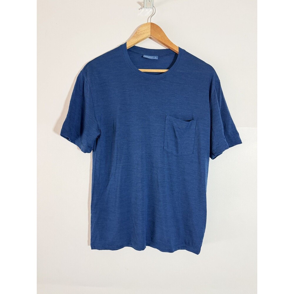 Icebreaker Shirt Mens Small Blue Short Sleeve Wool Blend Pocket Tee T-Shirt